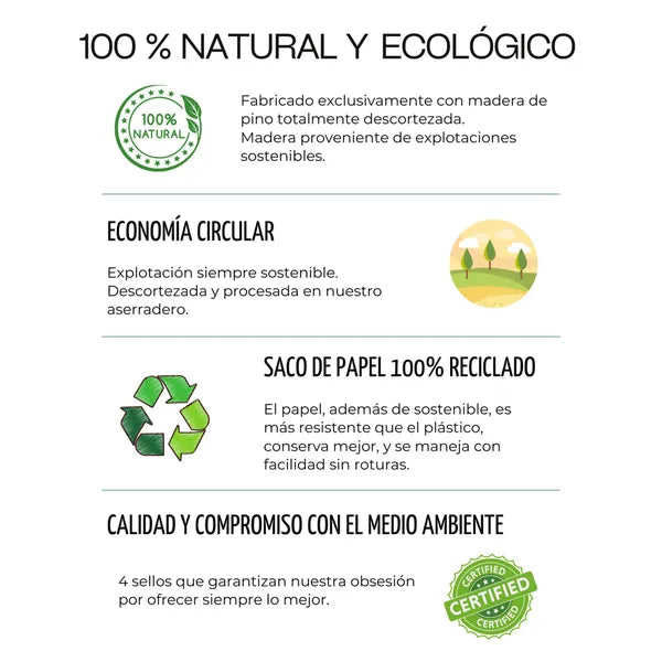 Naturpellets. 12-Palets de 924 sacos certificado Enplus de 15 kg